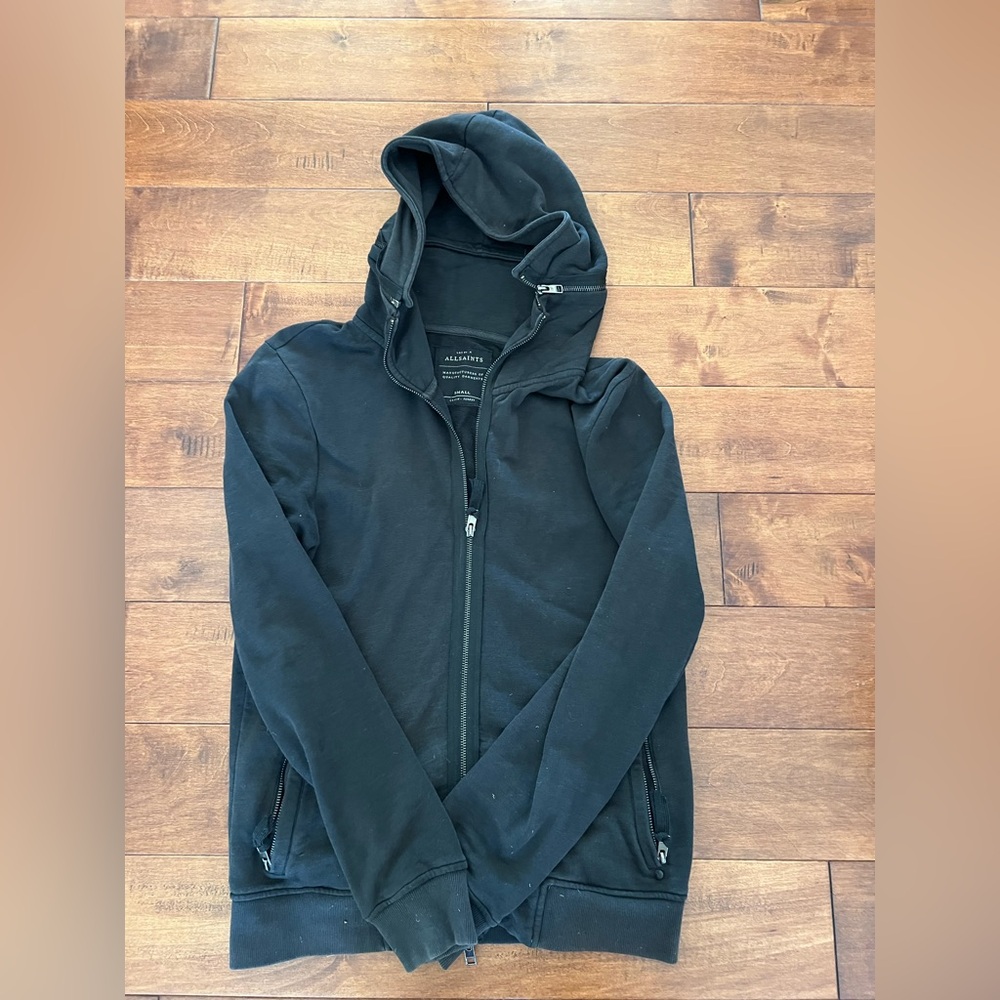 All Saints men’s/unisex size small black zip up hoodie